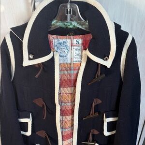 Trovata Navy Toggle Coat with Cream Accents